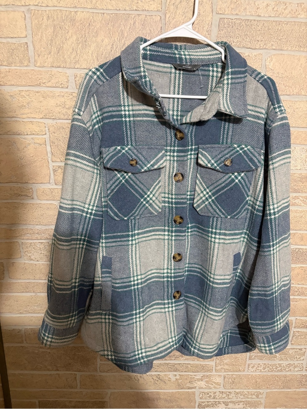 Shacket in Blue and Gray